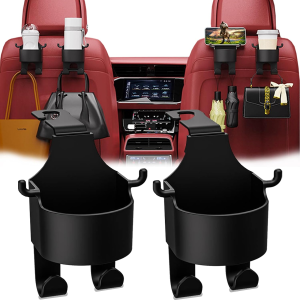 Multifunctional Hook for Car Seat Head Rest 3 in 1 Vehicle Backseat Drink Cup Holder Car Storage Hooks for Purses and Bags Cute Phone Holder Handbag Clothes Key Umbrella
