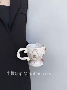 Cute Bear Ceramic Mugs Afternoon Tea Cup Womens Lovely Orange Half-Cup Creative Gift Quality Chinese Craftsmanship