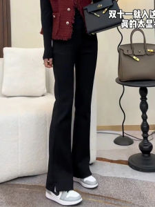 กางเกงขายาวทรงหลวมเอวสูงสีดำ ทรงสลิมฟิต สำหรับผู้หญิง ฤดูใบไม้ผลิและฤดูใบไม้ร่วง 2025 กางเกงขายาวทรงหลวมสำหรับผู้หญิงตัวเล็ก ทรงหลวม ทรงสลิมฟิต