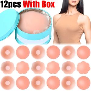 12Pcs/Box Reusable Women Breast Petals Lift Nipple Cover Invisible Adhesive Strapless Backless Stick On Bra Silicone Stickers