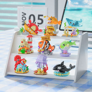 Fun marine animals building blocks toys childrens puzzle assembled undersea creatures boys student gifts
