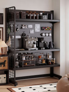 Plug-in Coffee Station Shelving Unit With Built-in Power Strip