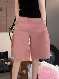 Shalldoer | กางเกงขายาวทรงหลวมผ้าฝ้ายระบายอากาศได้ดีสำหรับผู้หญิง กางเกงขายาวทรงหลวมสีชมพู ทรงสลิมฟิต เอวสูง ทรงตรง ฤดูร้อน 2025