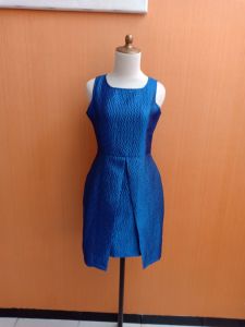 mini midi dress wanita biru elektrik birel M cewek kutung MEWAH cute PESTA