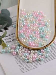 ลูกปัดมุก ABS ทรงกลวงตรงสีสันสดใส อุปกรณ์ทำเครื่องประดับ DIY สร้อยข้อมือ สร้อยคอ อุปกรณ์งานฝีมือ