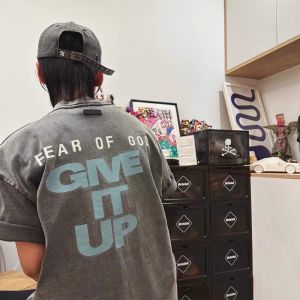 Washed Vintage Letter Short Sleeve T-Shirt American High Street Style Summer Essential Loose Fit round Neck Youth Fashion