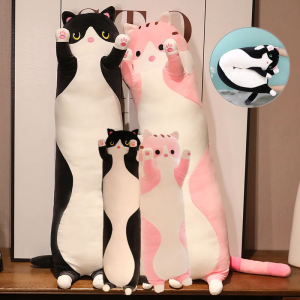 50/70/90cm Cute Soft Long Cat Plush Toys Pause Office Nap Pillow Bed Sleep Home Decor Doll for Kids Girl Gift