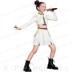 2025 Pop Singer White Cosplay Costume for Girls Halloween Carnival Girl Group Idol Print Dress Up Outfits