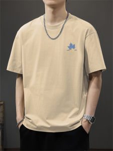 Áo Thun Cotton Nam Tay Ngắn Mùa Hè Rộng Rãi Thoáng Khí Phong Cách Đường Phố HongKong Thường Ngày in Họa Tiết Cổ Tròn