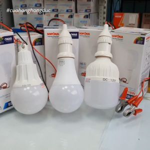Bóng đèn led dùng bình 12V công suất 9W 12W 18W liền dây kẹp đui vặn xoáy E27 SOPOKA