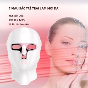 Mặt Nạ LED Trị Liệu Ánh Sáng Đỏ Tần Số Vô Tuyến Cho Mặt Và Cổ Làm Săn Chắc Da Nâng Cơ Chống Lão Hóa Thiết Bị Làm Đẹp Sinh Học Sạc USB
