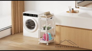 3 Tier Trolley Household Storage Rack with Drawer / Multifunctional Rolling Storage Cart