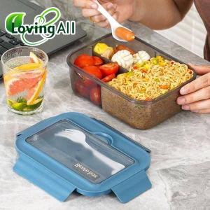 Ultra-Light Bento Lunch Box Large Capacity Safe Food Container With Spoon Fork Durable Plastic