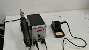2 in 1 Portable Hot Air Rework Station Set 8586/858D Electric Soldering Irons Hot Air Heat Gun with Digtal LCD Display Temperature Adjustable for SMD/BGA Soldering
