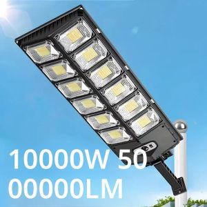 ไฟโซลาร์ LED 5000000LM 10000W/5000W/2000W สำหรับภายนอกอาคาร ไฟโซลาร์พลังงานแสงอาทิตย์ทรงพลัง พร้อมเซ็นเซอร์ตรวจจับความเคลื่อนไหว ไฟส่องสว่างแบบฟลัดไลท์ ไฟติดผนังแบบโซลาร์