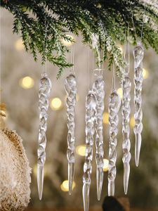 เครื่องประดับต้นคริสต์มาสทำจากน้ำแข็งจำลองอุปกรณ์ประกอบฉากต้นคริสต์มาสปาร์ตี้ปีใหม่