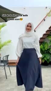 NHM Rok Wanita Lebar Bawahan Panjang PolosRok Wanita Casual Formal Muslim Lorenza