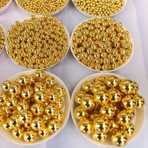 Illuminating Golden round Beads 2mm-12mm Non-Metallic Hand-Stitched High-Shine Ball Joints for DIY Fashion Jewelry Accessories