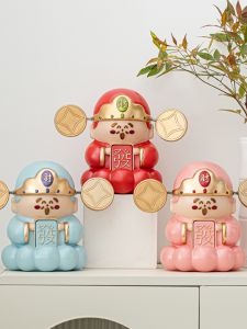 Creative Muses Money Box Wealth God Decoration Living Room Desktop Entrance Ornament Opening Gift Synth Resin Handmade Craft