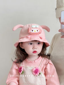Adorable Baby Fishing Cap Spring Autumn Large Brim Sunshade Hat Cotton Blend Fabric Breathable Warm Windproof Foldable Bucket Hat
