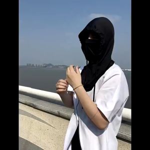 Full Face Mask Sunscreen Hat Drawstring Headscarf Hat Ice Silk Full Face Mask Muslin with Hoodie Neck Wind Cycling Outdoor Thin Mask Outdoor Face and Neck Protection Sun Protection Men and Women