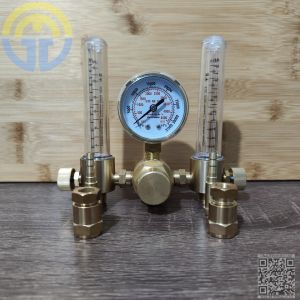 Solid Brass TIG Welding Dual Output Argon Regulator Flow Meter