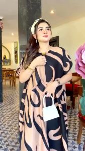 Daster Sultan Diana Motif Monokrom Jumbo Busui Rayon Premium