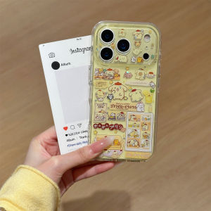 Sanrio | Cute Yellow Star Sparkling Pudding Dog Phone Case for iPhone 17 16 15 Pro 17 16 15 Pro Max Luxury High-end Protective Back Cover