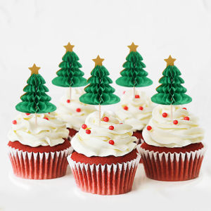 10Pcs Christmas Cake Topper Santa Claus Xmas Tree Cupcake Toppers For Christmas Dessert Decoration New Year Party 2024 Navidad