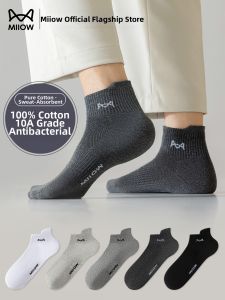 MiiOW | Antibacterial Odor-Preventive Sweat-Absorbing Breathable Summer Thin Mens Mid Ankle Socks