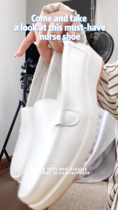 Falimottype)Size 35-41 Womens Fashion Slip-On Nurse Shoes Soft Sole School Student Loafers Flat Bottom White Casual Sneakers