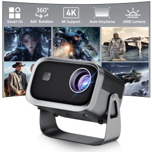 Salange Portable Smart Projector Android11 5G Wifi6 Bluetooth5.2 Mini Beamer Home Cinema Theater Outdoor TV 4K Movie Projector