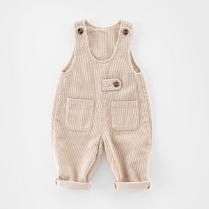 กางเกงขายาวทรงตรงผ้าคอร์ดูรอยสีแดงสำหรับเด็กผู้หญิง กางเกงขายาวผ้าคอร์ดูรอยฤดูใบไม้ผลิและฤดูใบไม้ร่วง คอลเลกชั่นใหม่ 2025