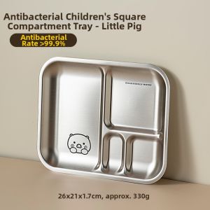 onlycook | Antibacterial Stainless Steel Baby Partitioned Plate