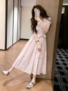 HUANJI | Summer Large Size Pink Tailored Short Dress