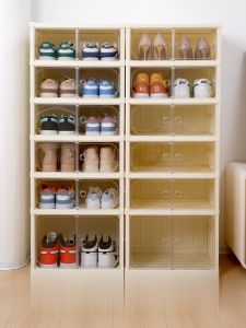 SK-C1080 Kotak Sepatu Susun Lipat Transparan Anti Debu Rak Serbaguna / Lemari Sepatu 6 Tingkat