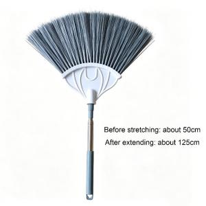 【M】Extendable Cobweb Duster Fan Shape with Stainless Steel Handle Soft Dense Brush for High Ceiling Wall Corner Cleaning