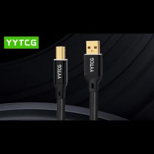 YYTCG | YYTCG Silver‑Plated OCC USB HIFI Audio Cable 6N Single Crystal Copper Type A to B High‑Fidelity Data Wire for Audio DAC