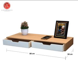 Dections Rak Laci Dinding Melayang Gantung 80x30cm 2 Penyimpanan Slot W Ambalan Dekorasi Minimalis