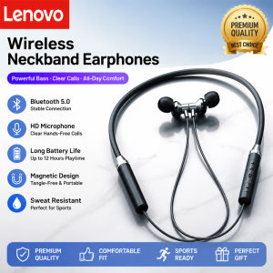 Lenovo | Lenovo HE05X Neckband Earphones Wireless Bluetooth 5.0 Earbuds Waterproof Sport Headset With Mic Magnetic Neckband Earphone New