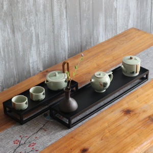 Japanese Style Iron Tea Cup Tea Pot Stand Tea Tray Storage Rack Tea Ceremony Accessories Display Shelf Handmade Tea Tools Holder
