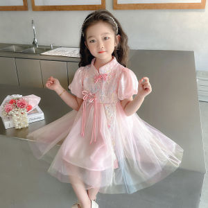 Váy Công Chúa Mùa Hè Cho Bé Gái Váy Hanfu Phong Cách Trung Hoa Váy Qipao Cho Bé Gái Quần Áo Trẻ Em Mùa Hè Váy Ngắn Tay