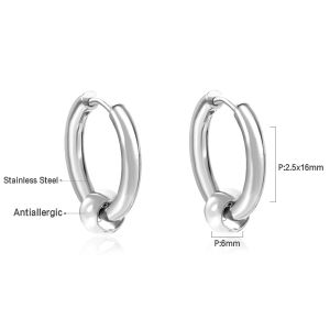 Dainty Mini Ball Huggie Hoop Earrings Stainless Steel Smooth Bead Ear Hoops Hypoallergenic Minimalist Daily Matching Ear Jewelry
