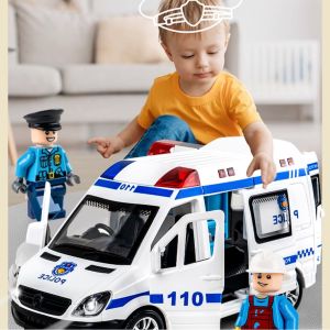 120 Ambulance Police Car Toy Large Childrens Simulation Boys and Girls Engineering Firefighting Car Model 1-3 Years Old