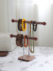 High-End Walnut Wooden Jewelry Display Stand Necklace Bracelet Organizer Retro Style Home Storage Solution Bedroom Suitable