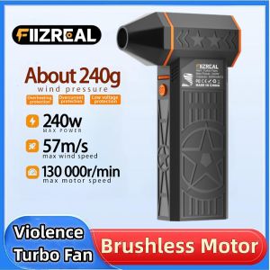 Fiizreal X50 Brushless Turbo Fan 240W High-Speed Portable 8000mAh Rechargeable 57m/s Typhoon Wind Type-C Charging Camping Fan