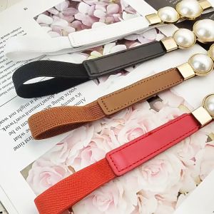 Đai váy/thắt lưng co giãn khoá ngọc châu thời trang đơn giản Hàn Quốc