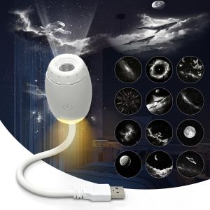 USB Car Atmosphere Projector Light Car Interior Ambient LED Starry Star Light Party Decor Romantic Saturn NEW 2-in-1 Galaxy Ligh