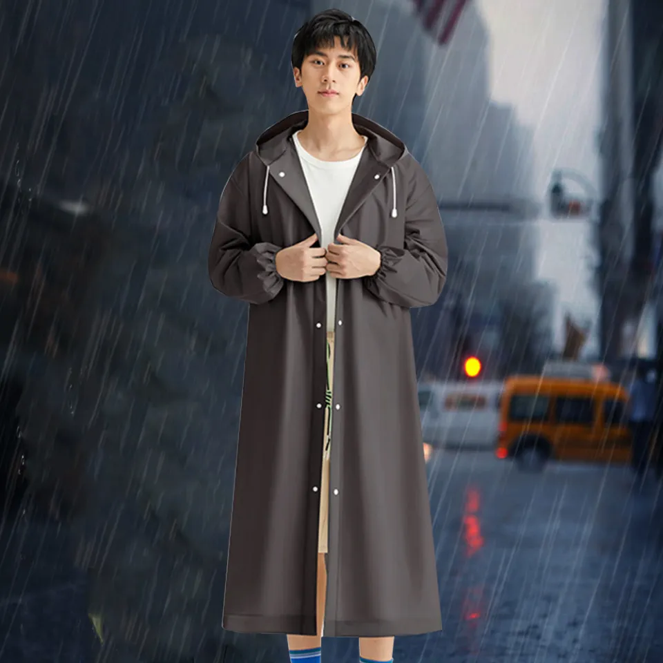 EVA Adult Raincoat Thickened Waterproof Rain Coat Drawstring for