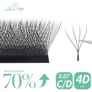 GLAMLASH 4D W Shaped Eyelash Extension Premade ปริมาณแฟนขนตา Faux Mink นุ่ม Easy Faning ธรรมชาติแต่งหน้าเครื่องมือ